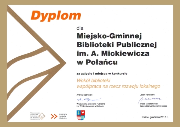 dyplom I miejsce wbp 2012 frame