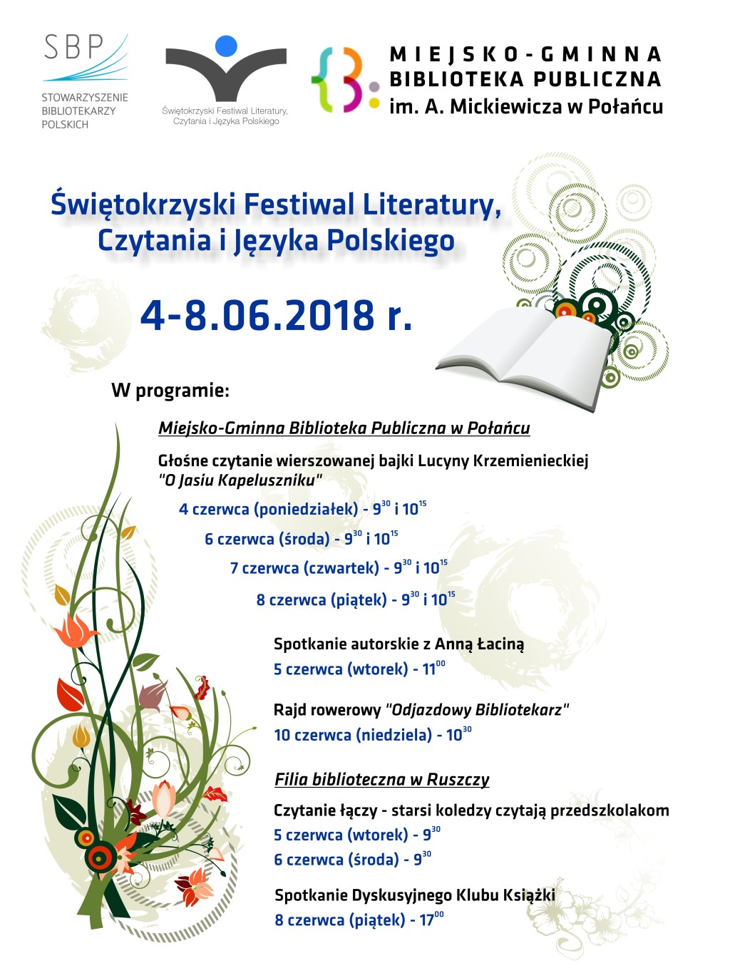 Świętokrzyski Festiwal Literatury Czytania i Języka Polskiego czerwiec 2018 small