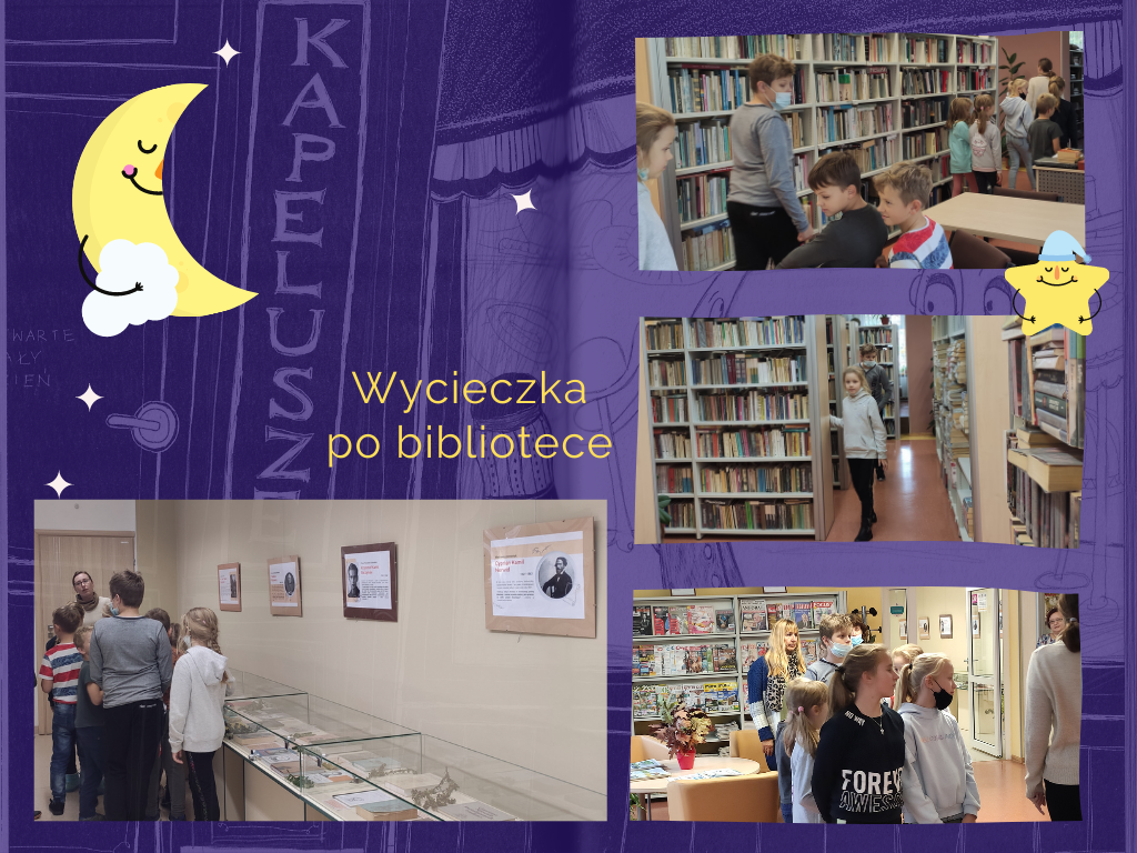 Zdjęcie kolorowe, strona prezentacji, dzieci w bibliotece w Połańcu