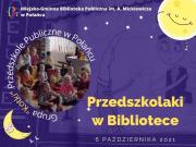 Zdjęcie kolorowe, strona prezentacji, przedszkolaki w bibliotece w Połańcu