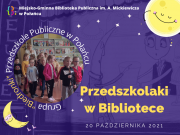 Zdjęcie kolorowe, strona prezentacji, dzieci w bibliotece w Połańcu