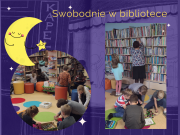 Zdjęcie kolorowe, strona prezentacji, dzieci w bibliotece w Połańcu
