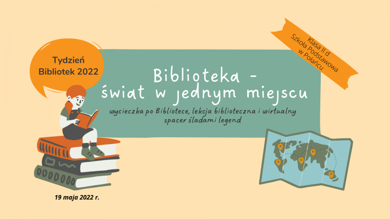 Slajd początkowy prezentacji ze zdjęć dzieci w Bibliotece